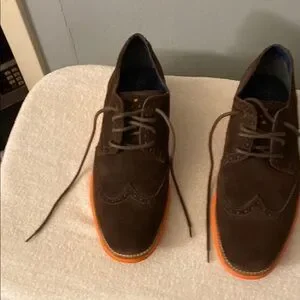 Cole Haan Light Brown Suede Oxfords with Orange Accents Vintage Fashion 7.5B Cole Haan Alisa Oxford Loafers, Maple  main image 4
